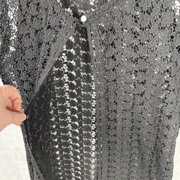 Women’s Long Line Cardigan Crochet Open Knit Lace Witchy Whimsigoth Fairy Grunge - Picture 3 of 7